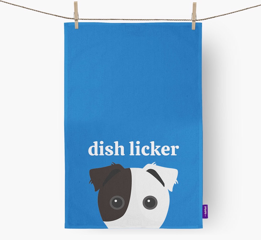 'Dish Licker' - Personalised {breedFullName} Tea Towel