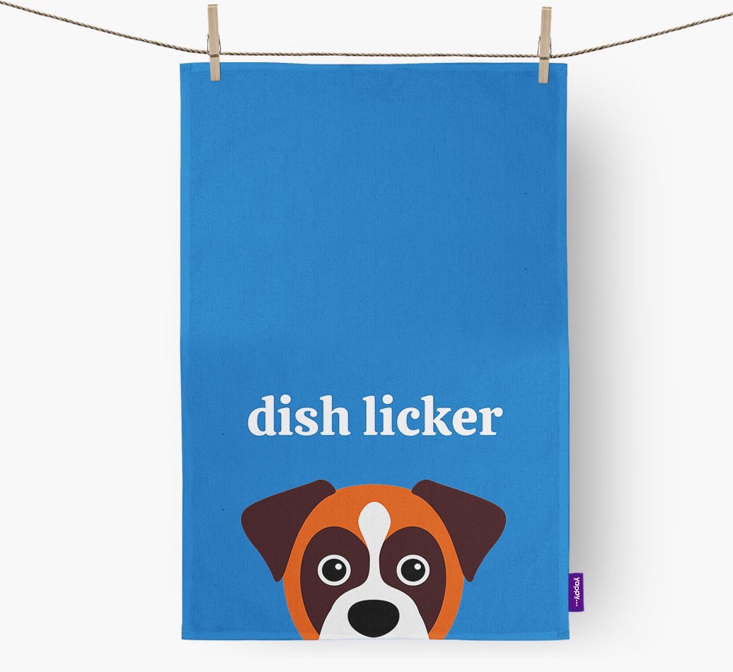 'Dish Licker' - Personalised {breedFullName} Tea Towel