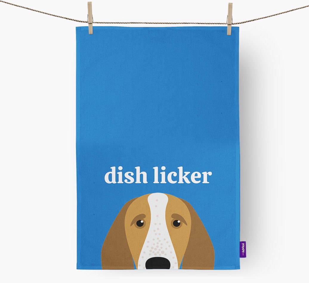 'Dish Licker' - Personalised {breedFullName} Tea Towel