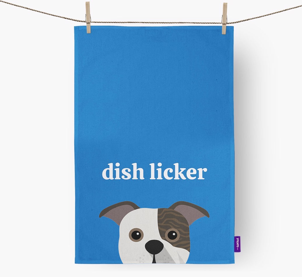 'Dish Licker' - Personalised {breedFullName} Tea Towel