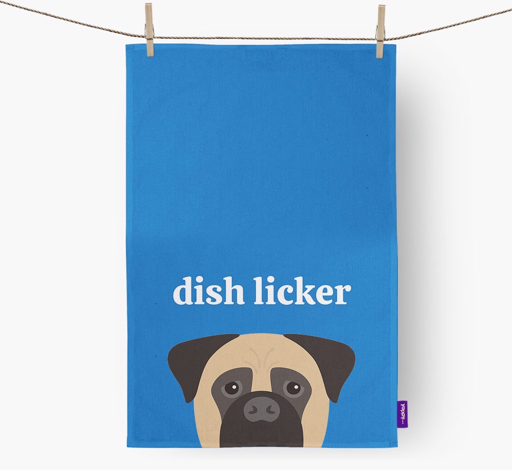 'Dish Licker' - Personalised {breedFullName} Tea Towel
