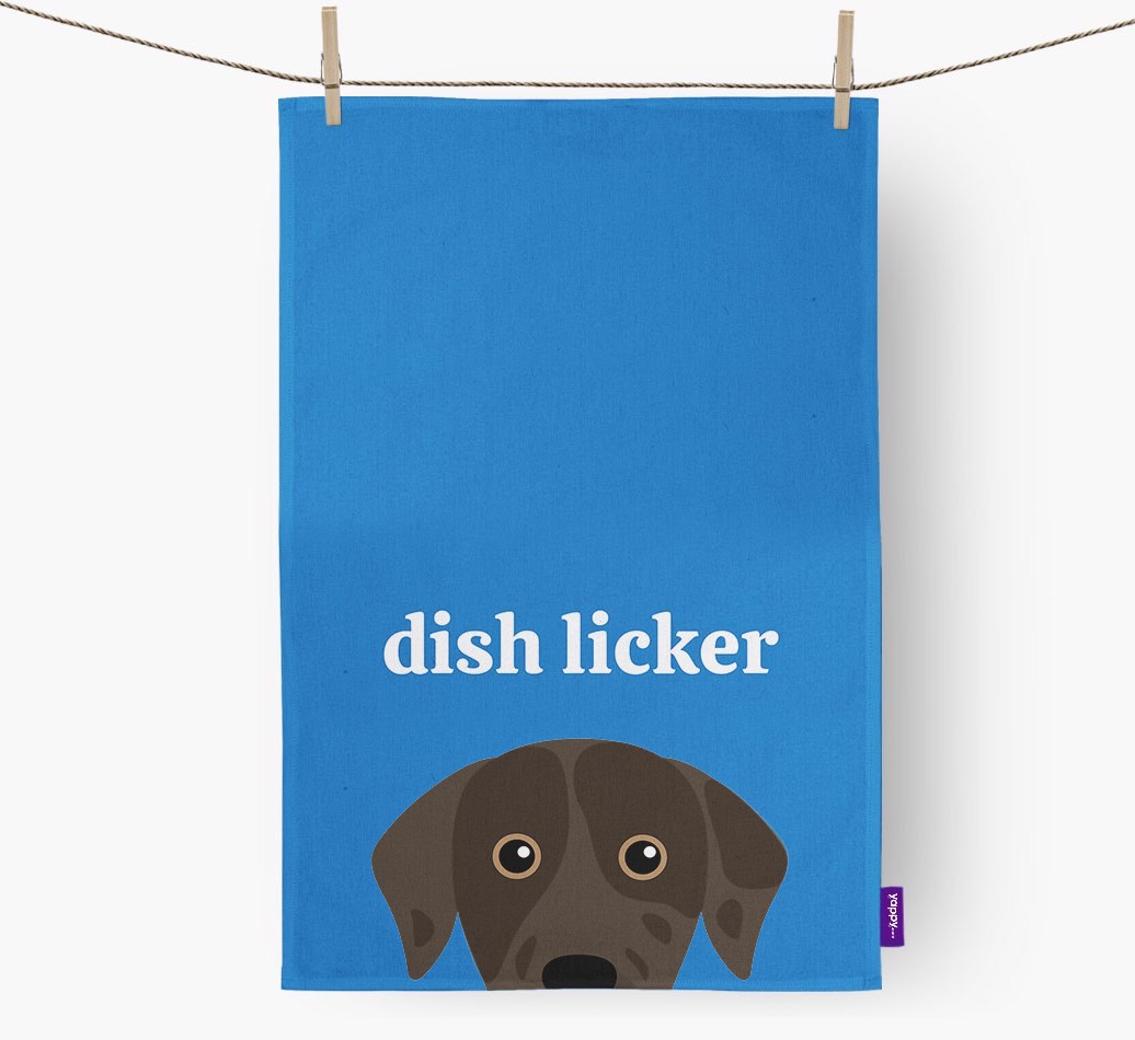 'Dish Licker' - Personalised {breedFullName} Tea Towel