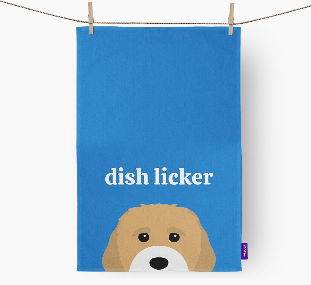 'Dish Licker' - Personalised {breedFullName} Tea Towel