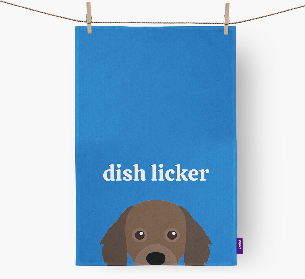 'Dish Licker' - Personalised {breedFullName} Tea Towel