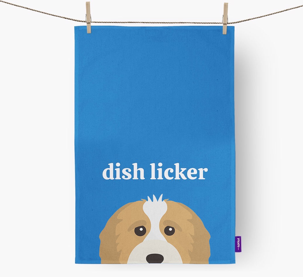 'Dish Licker' - Personalised {breedFullName} Tea Towel