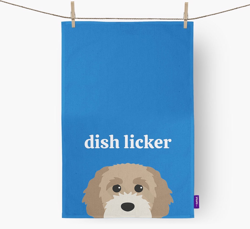 'Dish Licker' - Personalised {breedFullName} Tea Towel