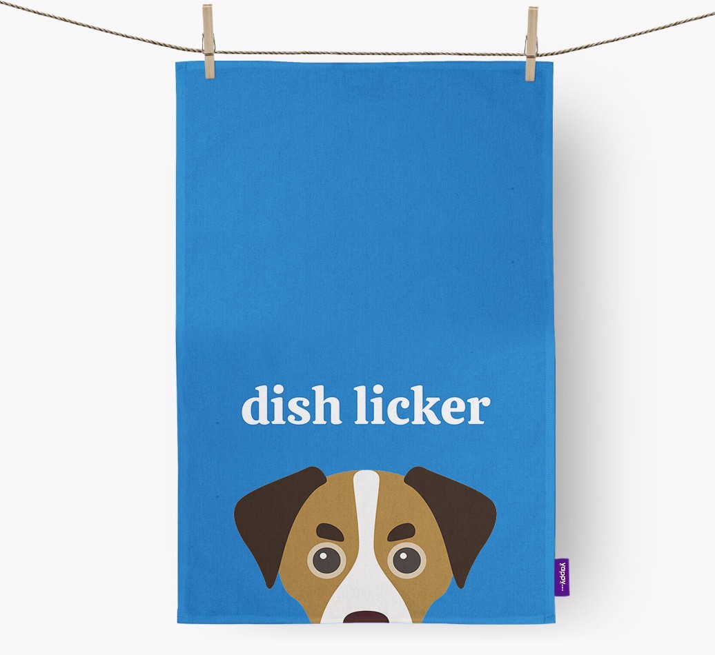 'Dish Licker' - Personalised {breedFullName} Tea Towel