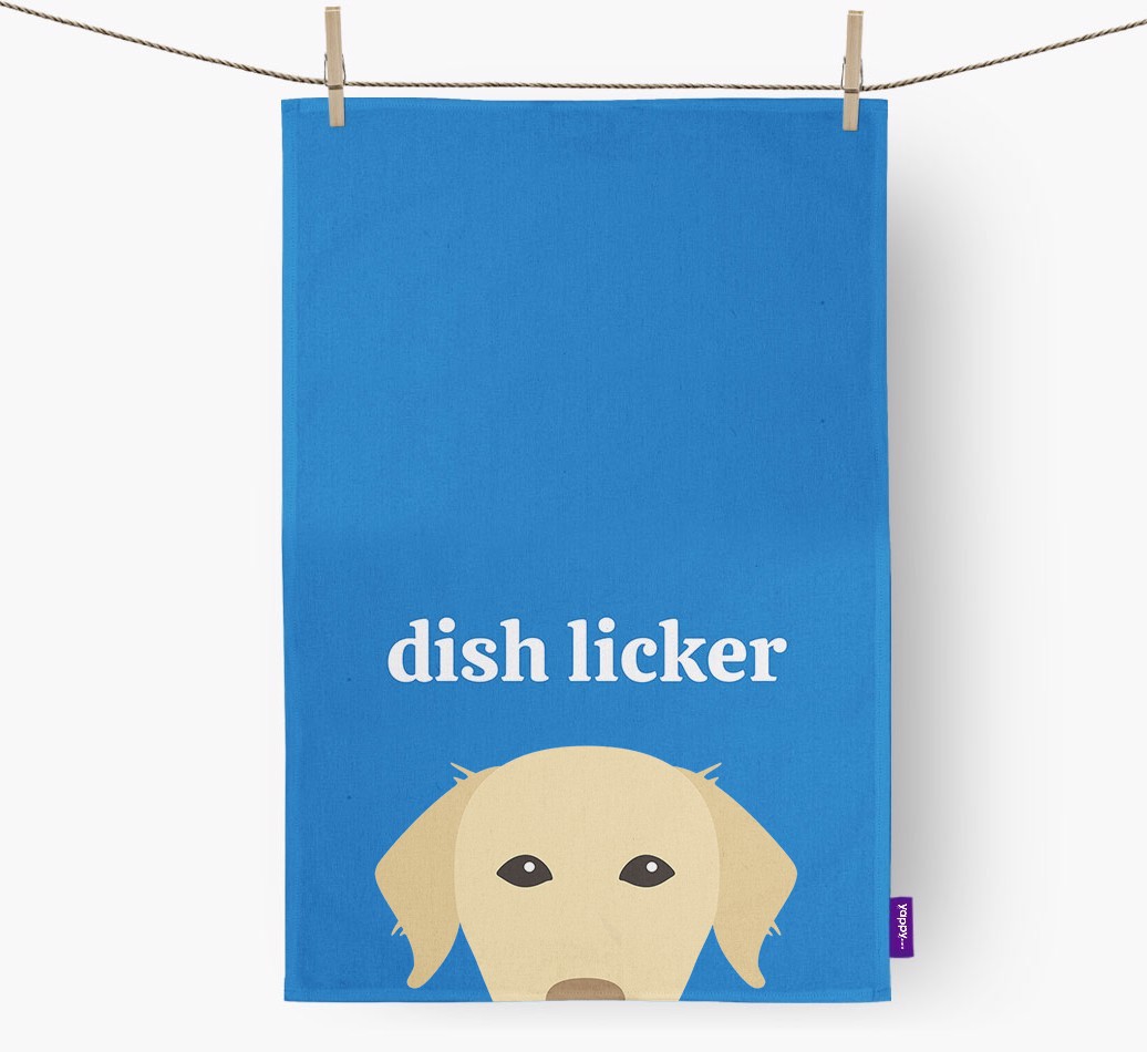 'Dish Licker' - Personalised {breedFullName} Tea Towel
