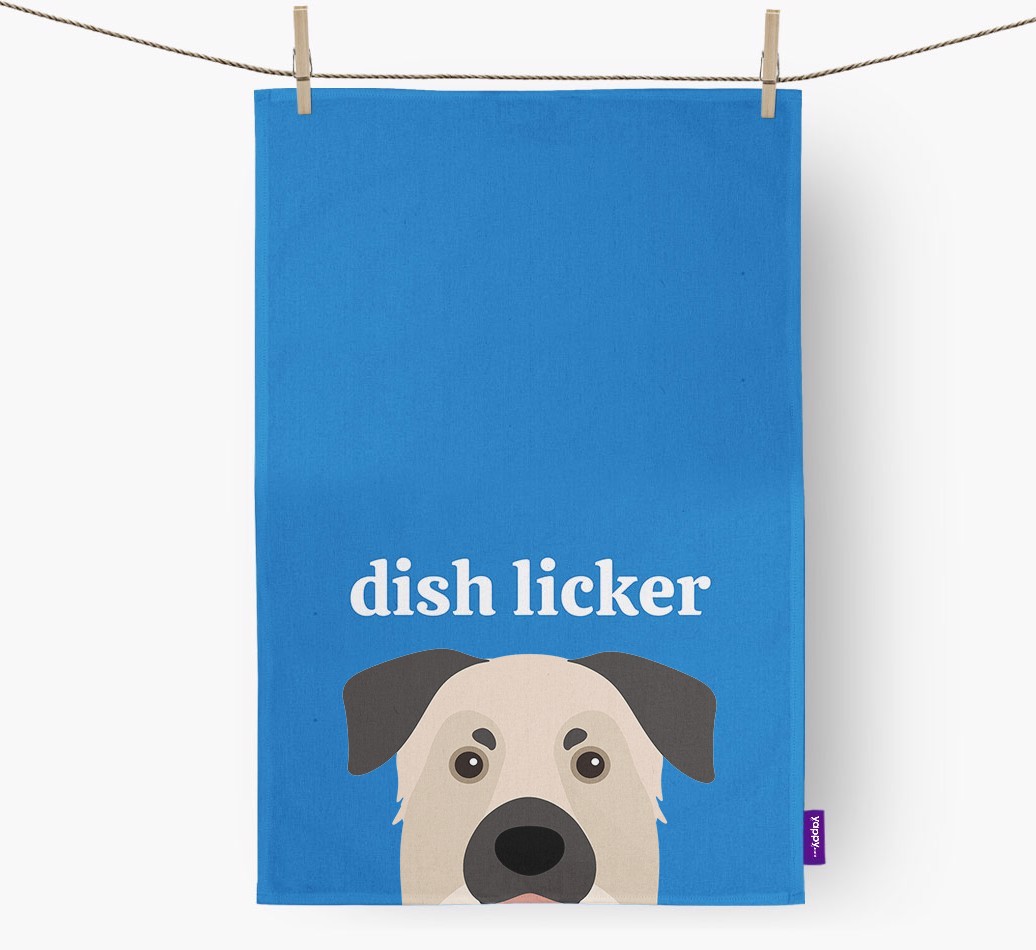 'Dish Licker' - Personalised {breedFullName} Tea Towel