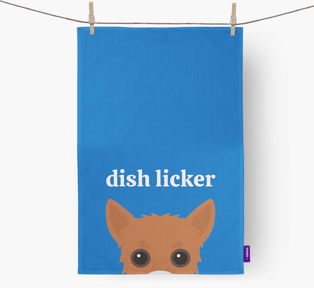 'Dish Licker' - Personalised {breedFullName} Tea Towel