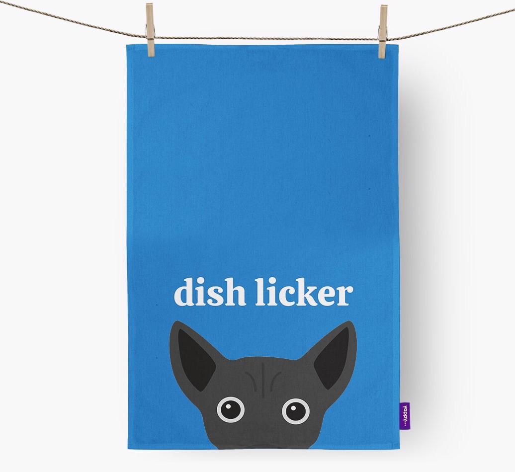 'Dish Licker' - Personalised {breedFullName} Tea Towel