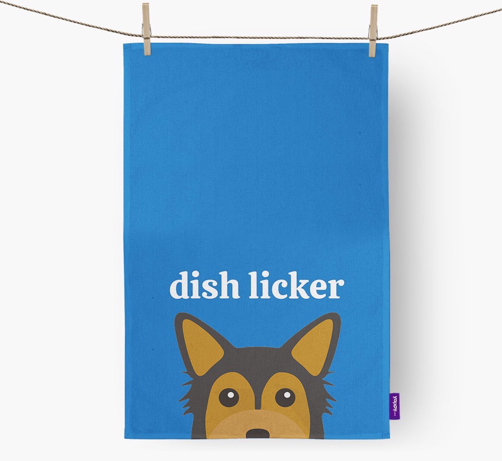 'Dish Licker' - Personalized {breedFullName} Dish Towel