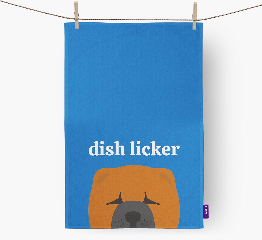 'Dish Licker' - Personalised {breedFullName} Tea Towel