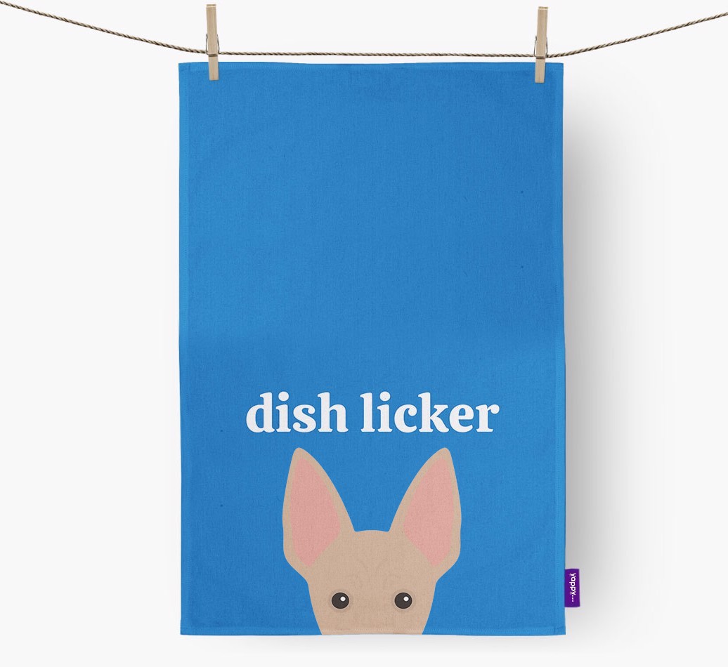 'Dish Licker' - Personalised {breedFullName} Tea Towel