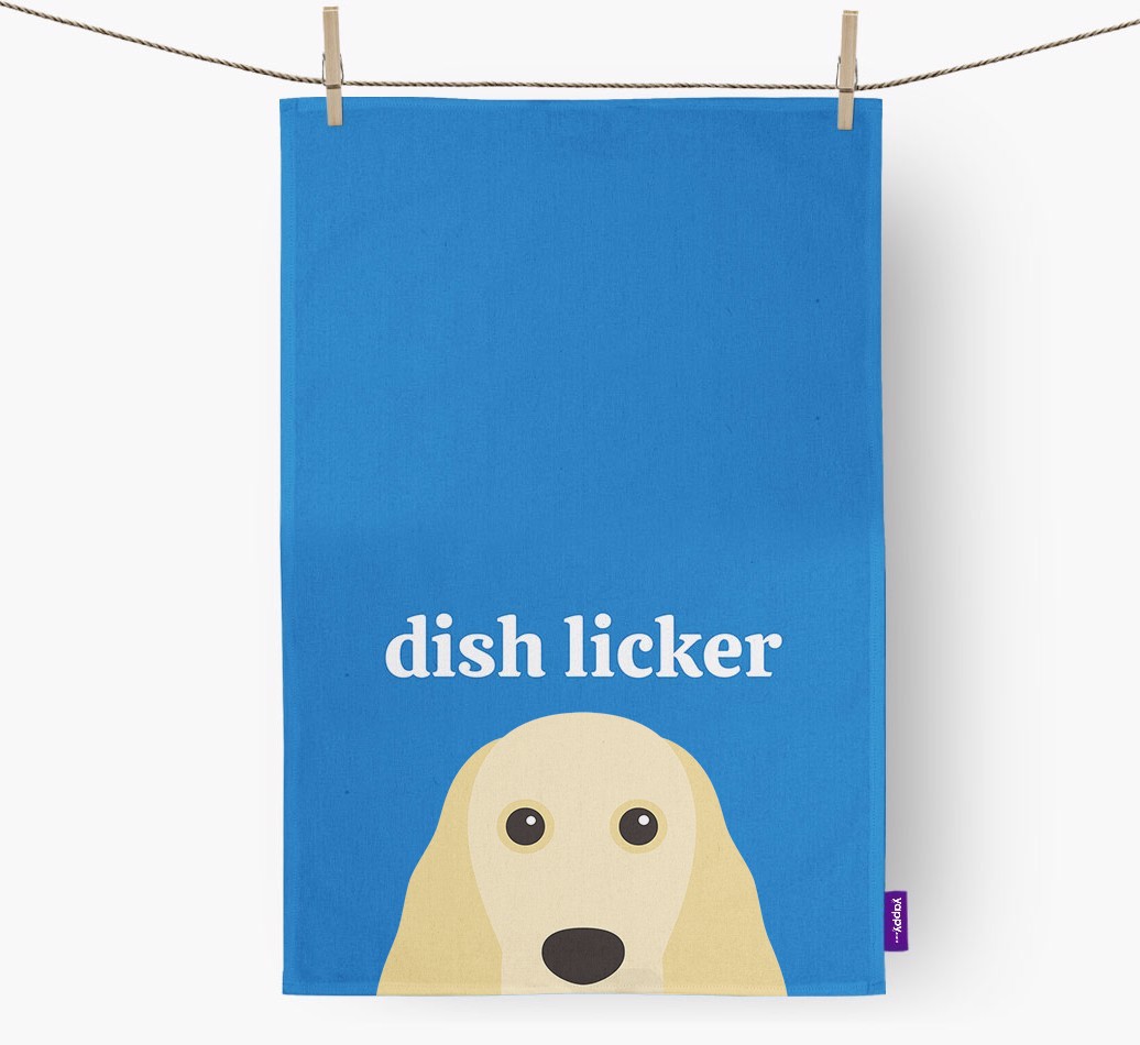 'Dish Licker' - Personalised {breedFullName} Tea Towel