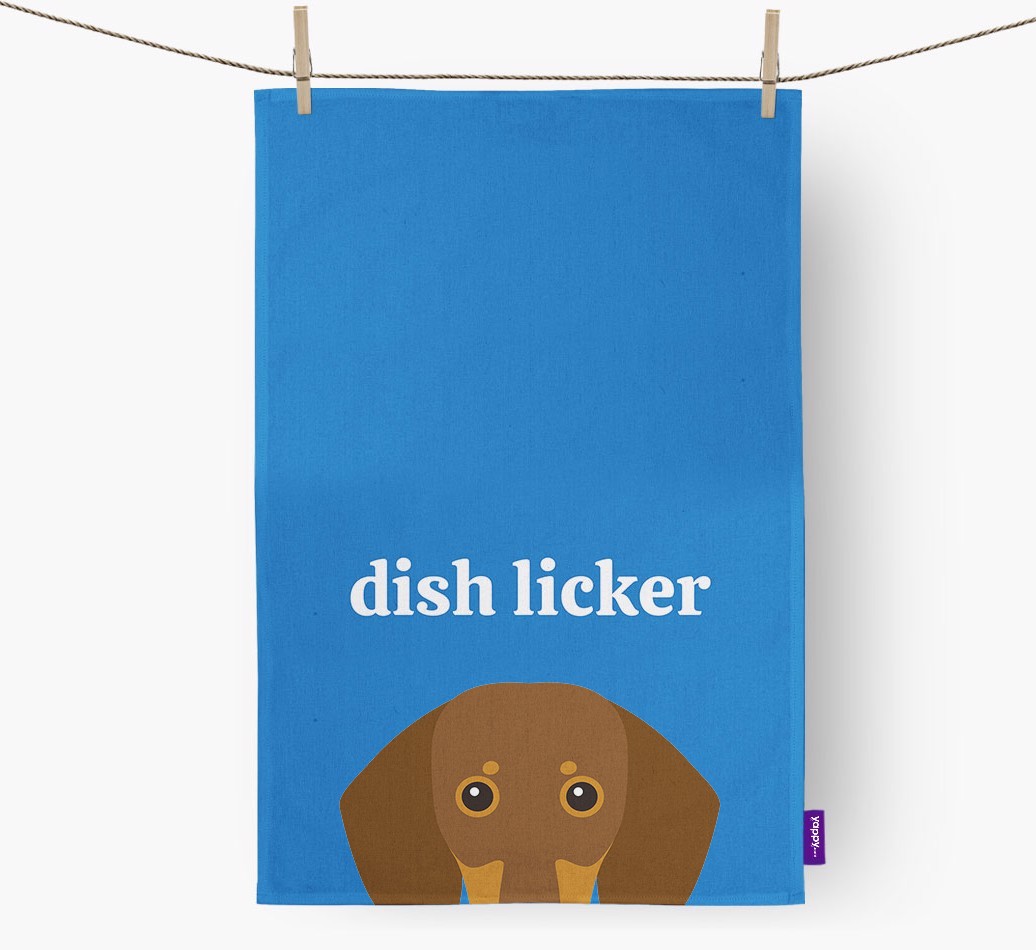 'Dish Licker' - Personalised {breedFullName} Tea Towel