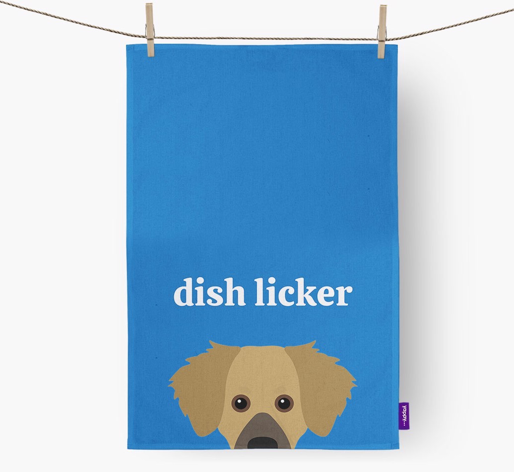 'Dish Licker' - Personalised {breedFullName} Tea Towel