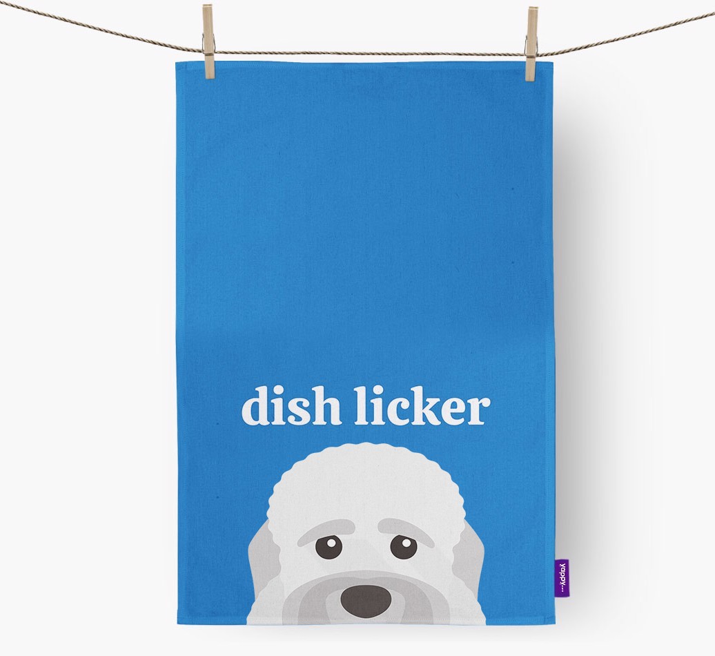 'Dish Licker' - Personalised {breedFullName} Tea Towel