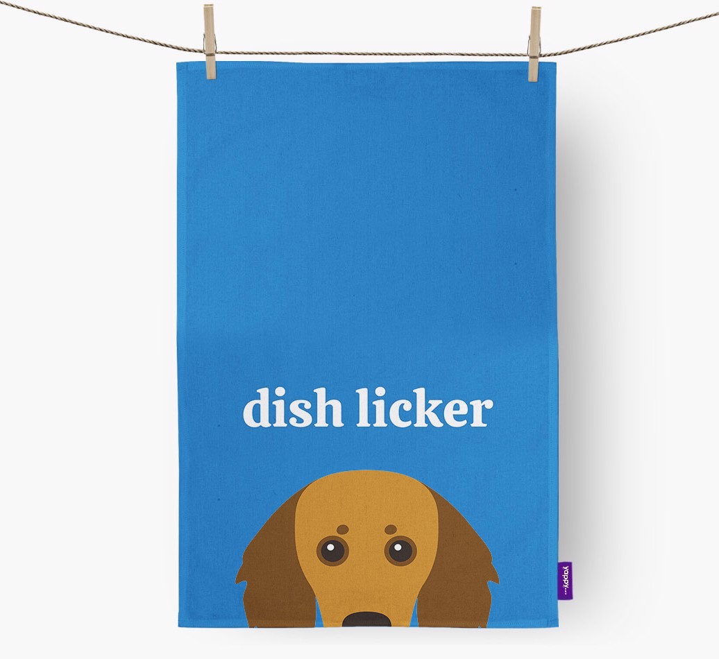 'Dish Licker' - Personalised {breedFullName} Tea Towel