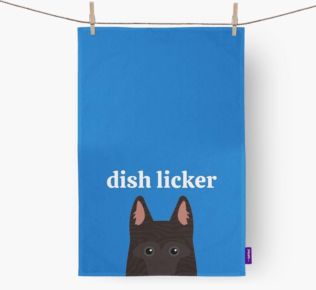 'Dish Licker' - Personalised {breedFullName} Tea Towel