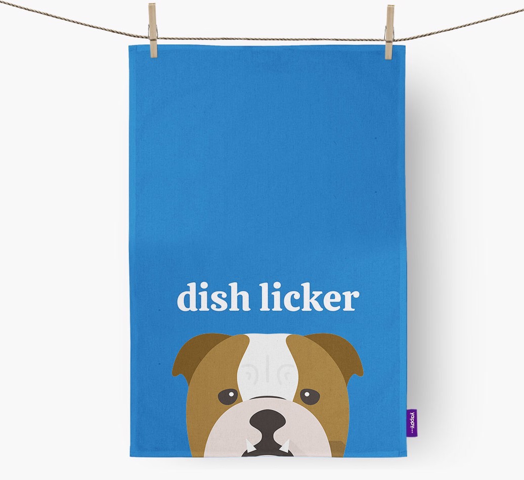'Dish Licker' - Personalised {breedFullName} Tea Towel