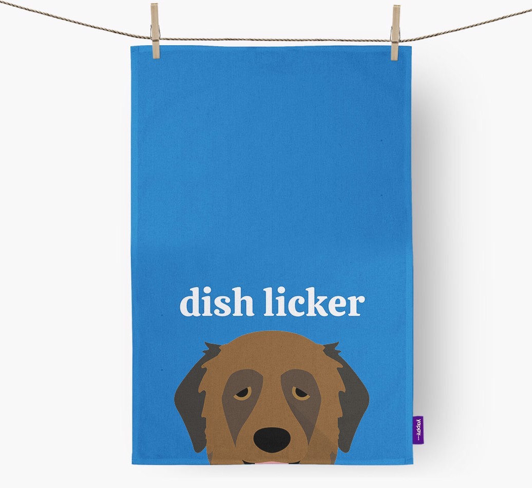 'Dish Licker' - Personalised {breedFullName} Tea Towel