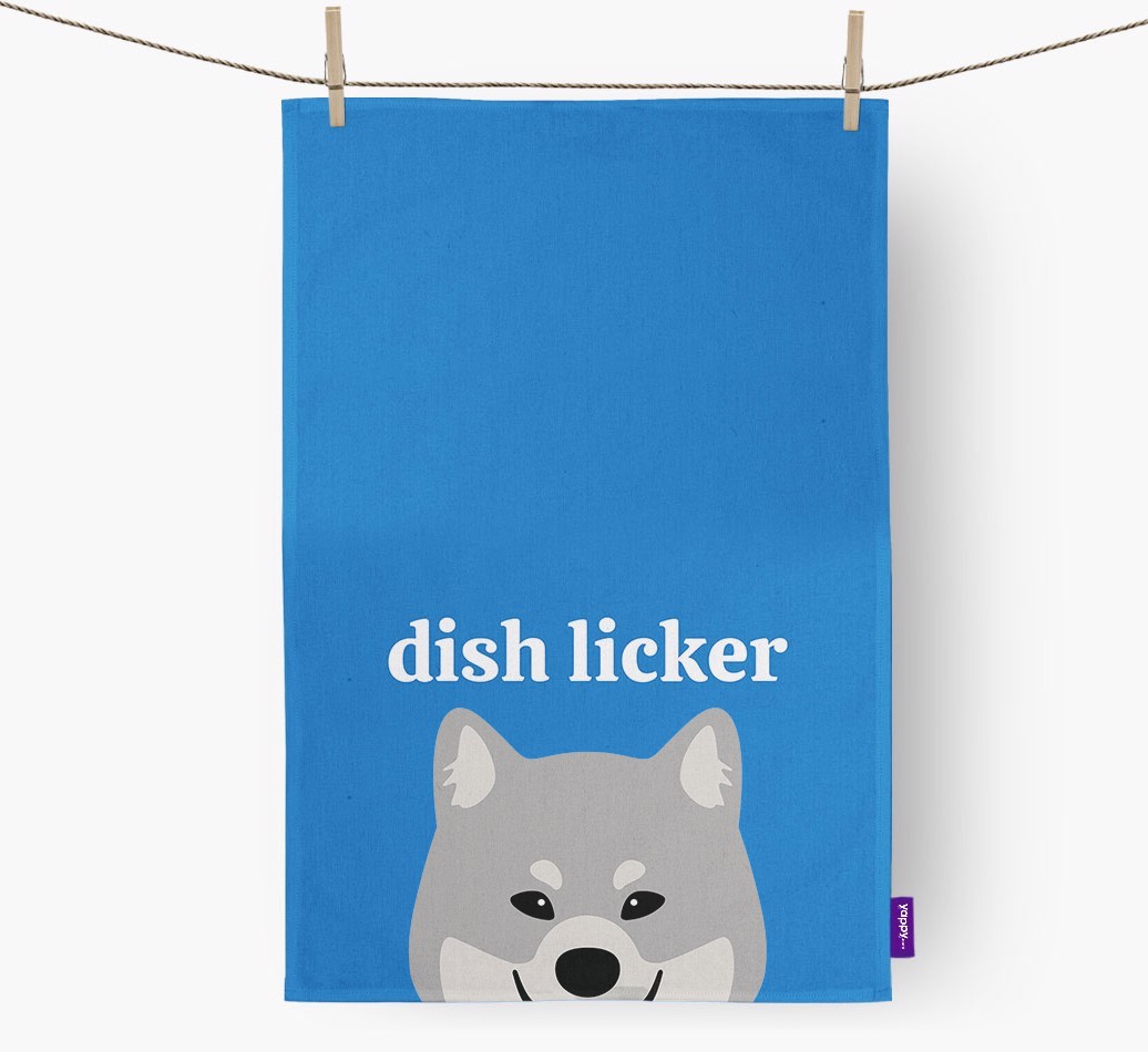 'Dish Licker' - Personalised {breedFullName} Tea Towel