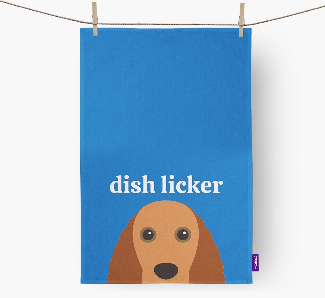 'Dish Licker' - Personalised {breedFullName} Tea Towel