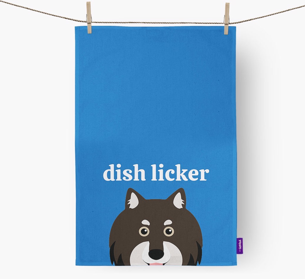 'Dish Licker' - Personalised {breedFullName} Tea Towel