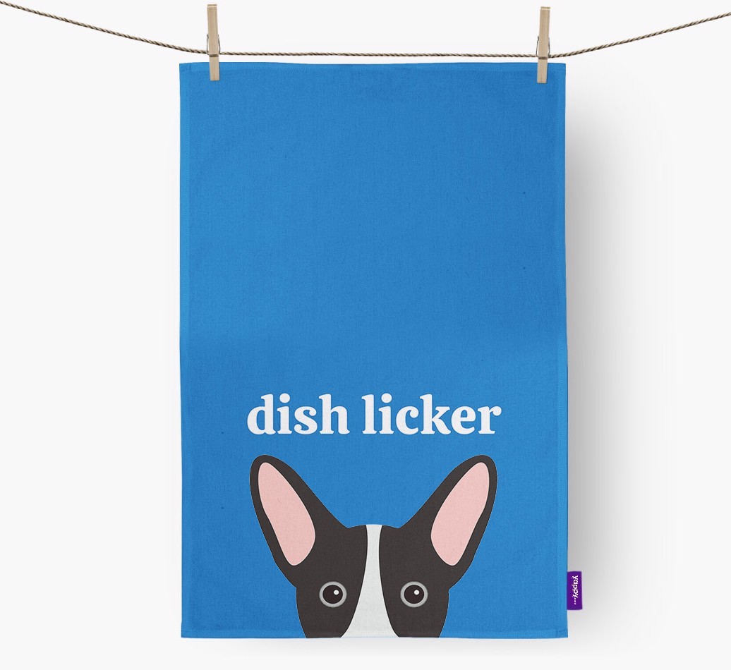 'Dish Licker' - Personalised {breedFullName} Tea Towel