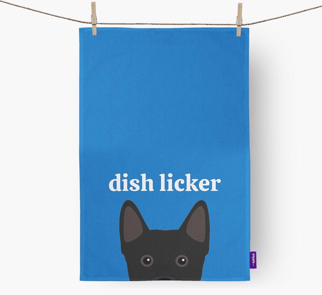 'Dish Licker' - Personalised {breedFullName} Tea Towel