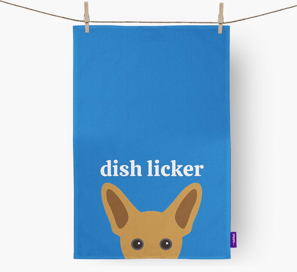 'Dish Licker' - Personalised {breedFullName} Tea Towel