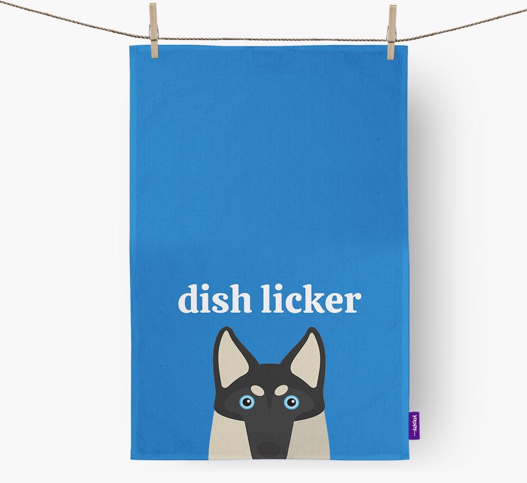 'Dish Licker' - Personalised {breedFullName} Tea Towel