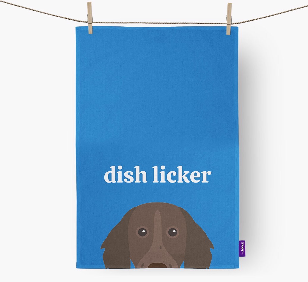 'Dish Licker' - Personalised {breedFullName} Tea Towel