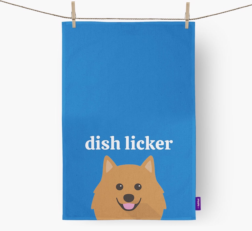 'Dish Licker' - Personalised {breedFullName} Tea Towel