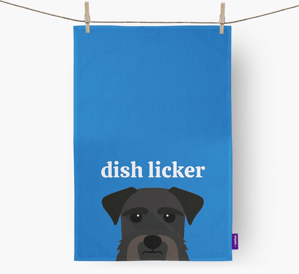 'Dish Licker' - Personalised {breedFullName} Tea Towel