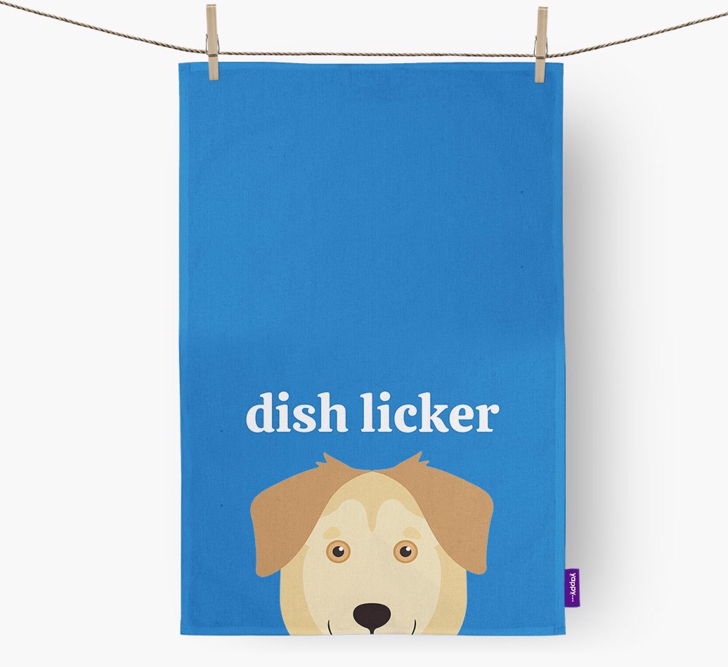'Dish Licker' - Personalised {breedFullName} Tea Towel