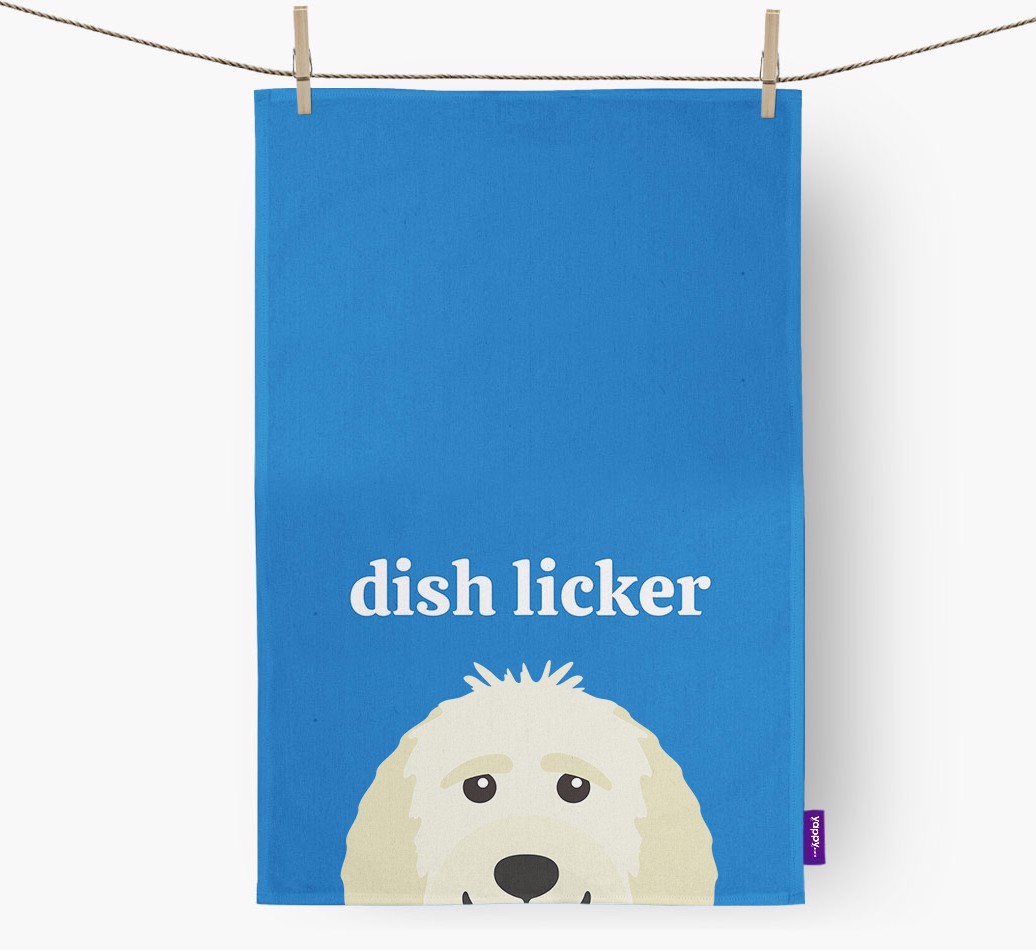 'Dish Licker' - Personalised {breedFullName} Tea Towel