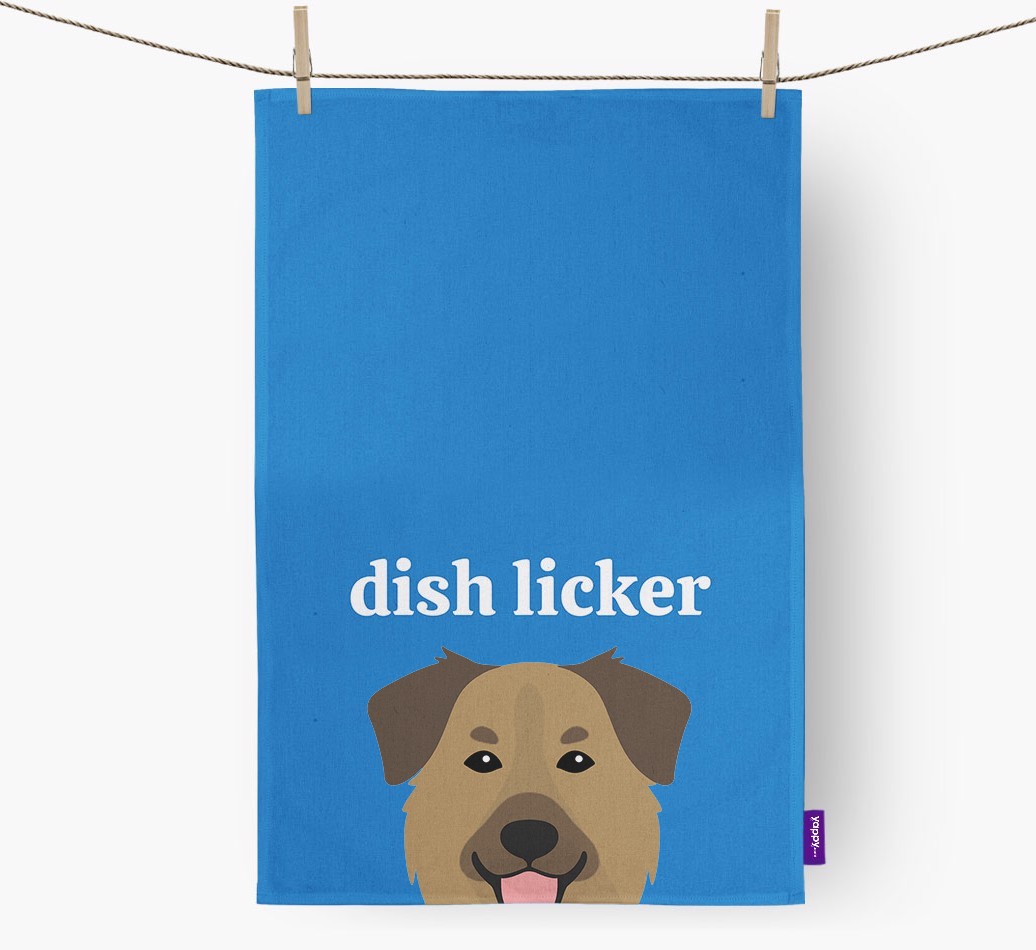 'Dish Licker' - Personalised {breedFullName} Tea Towel