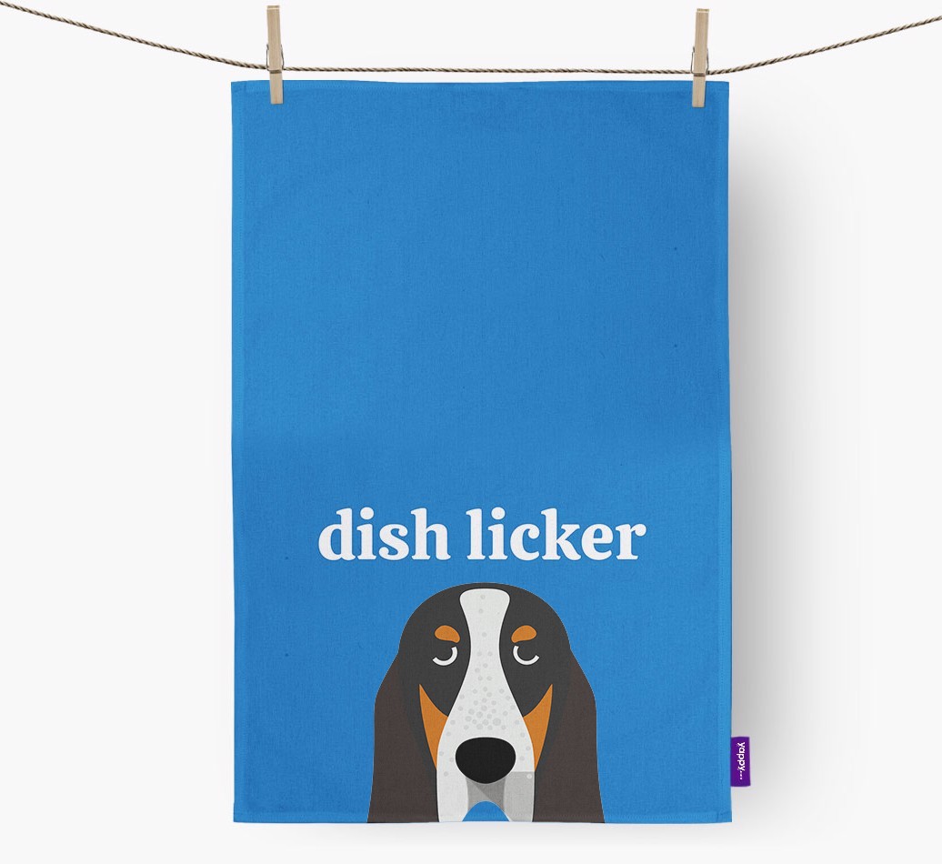 'Dish Licker' - Personalised {breedFullName} Tea Towel