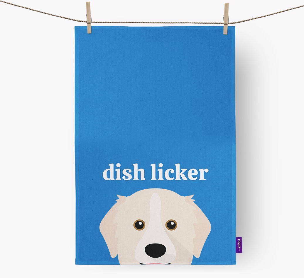 'Dish Licker' - Personalised {breedFullName} Tea Towel