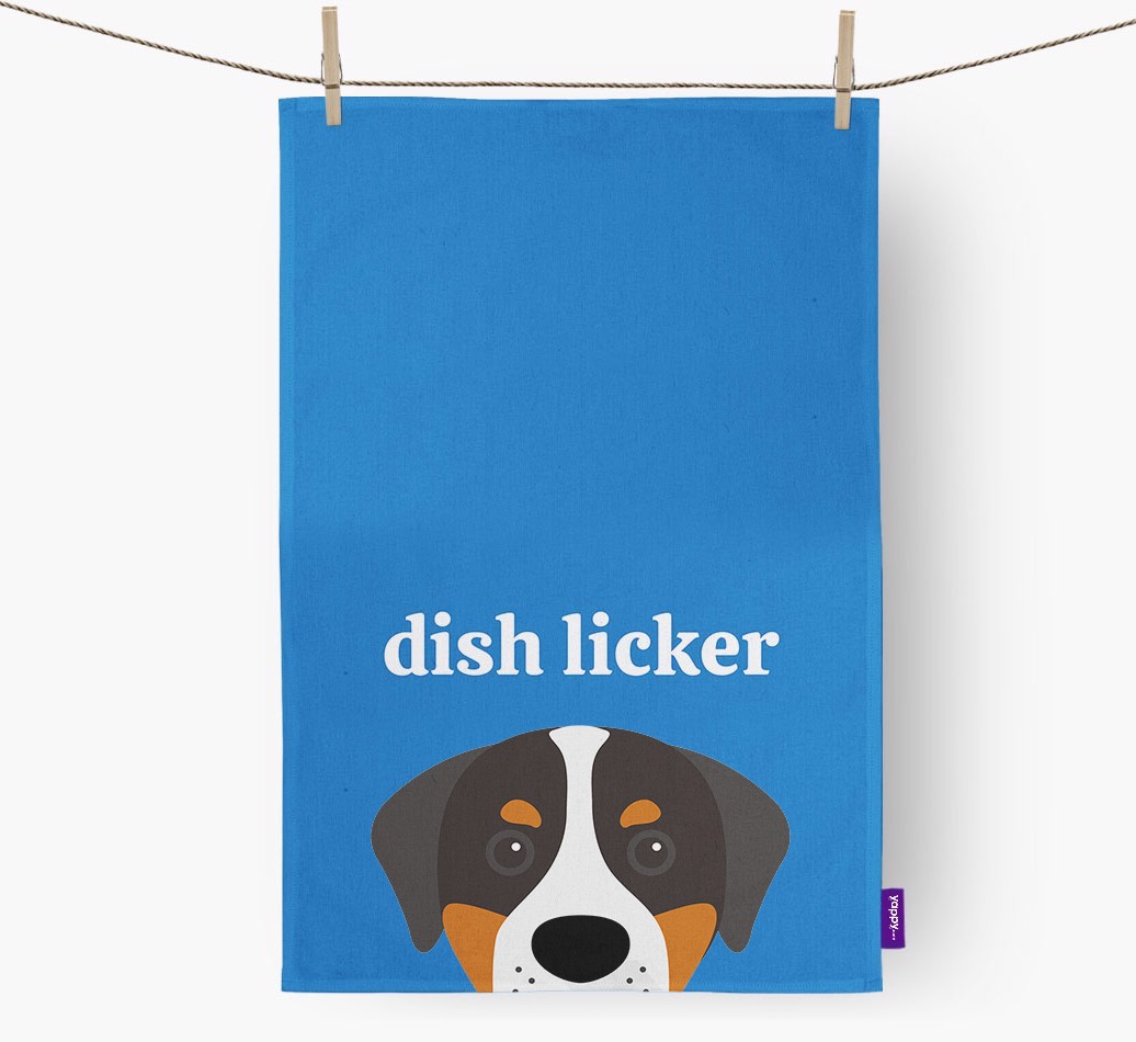 'Dish Licker' - Personalised {breedFullName} Tea Towel