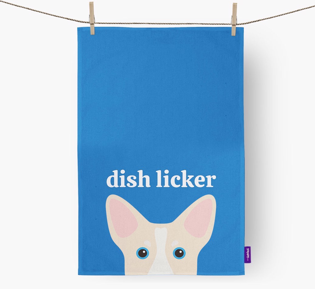 'Dish Licker' - Personalised {breedFullName} Tea Towel