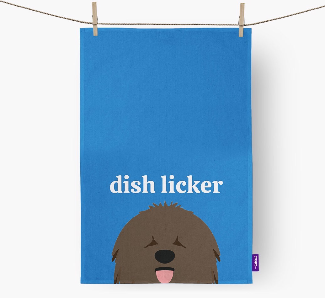 'Dish Licker' - Personalised {breedFullName} Tea Towel