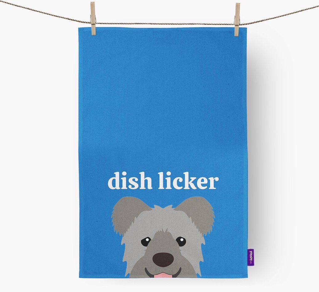 'Dish Licker' - Personalised {breedFullName} Tea Towel