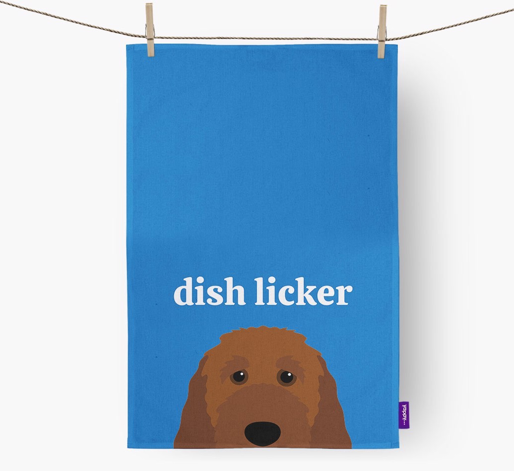 'Dish Licker' - Personalised {breedFullName} Tea Towel