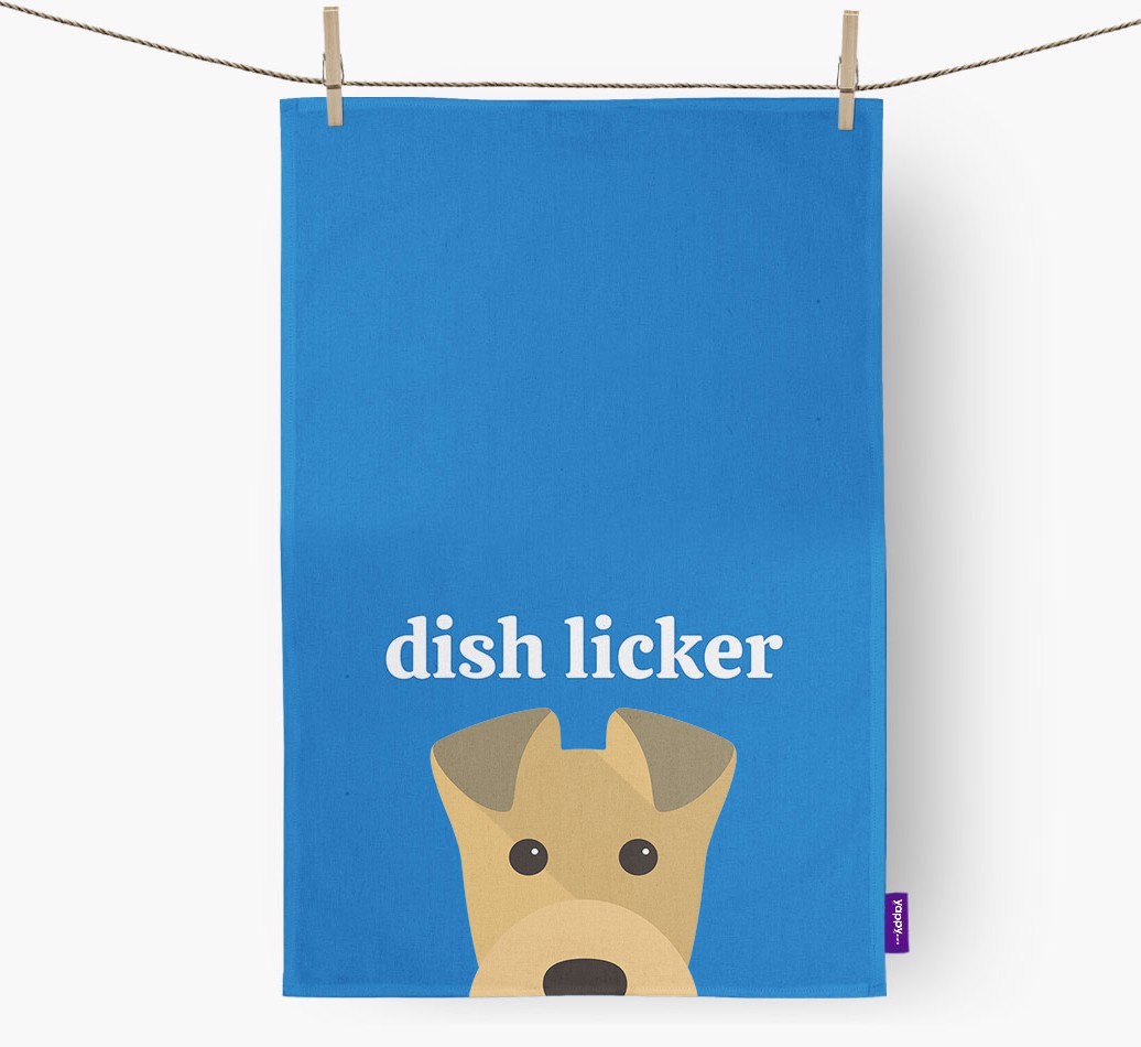 'Dish Licker' - Personalised {breedFullName} Tea Towel