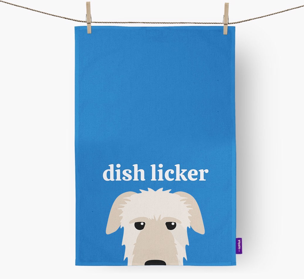 'Dish Licker' - Personalised {breedFullName} Tea Towel
