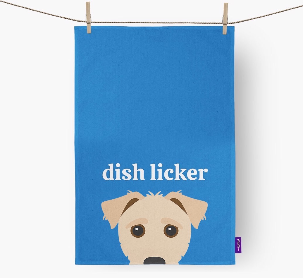 'Dish Licker' - Personalised {breedFullName} Tea Towel