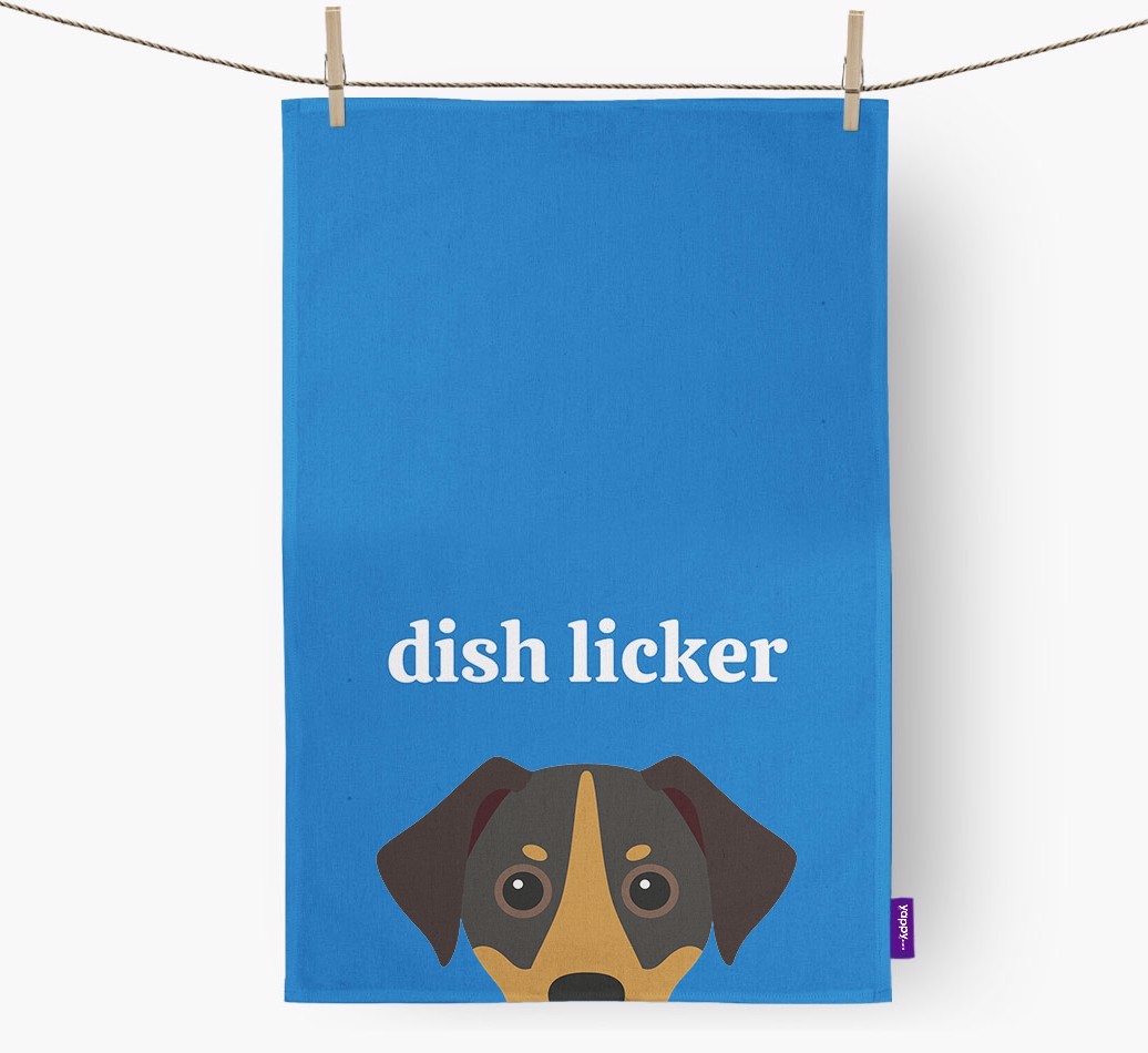 'Dish Licker' - Personalised {breedFullName} Tea Towel